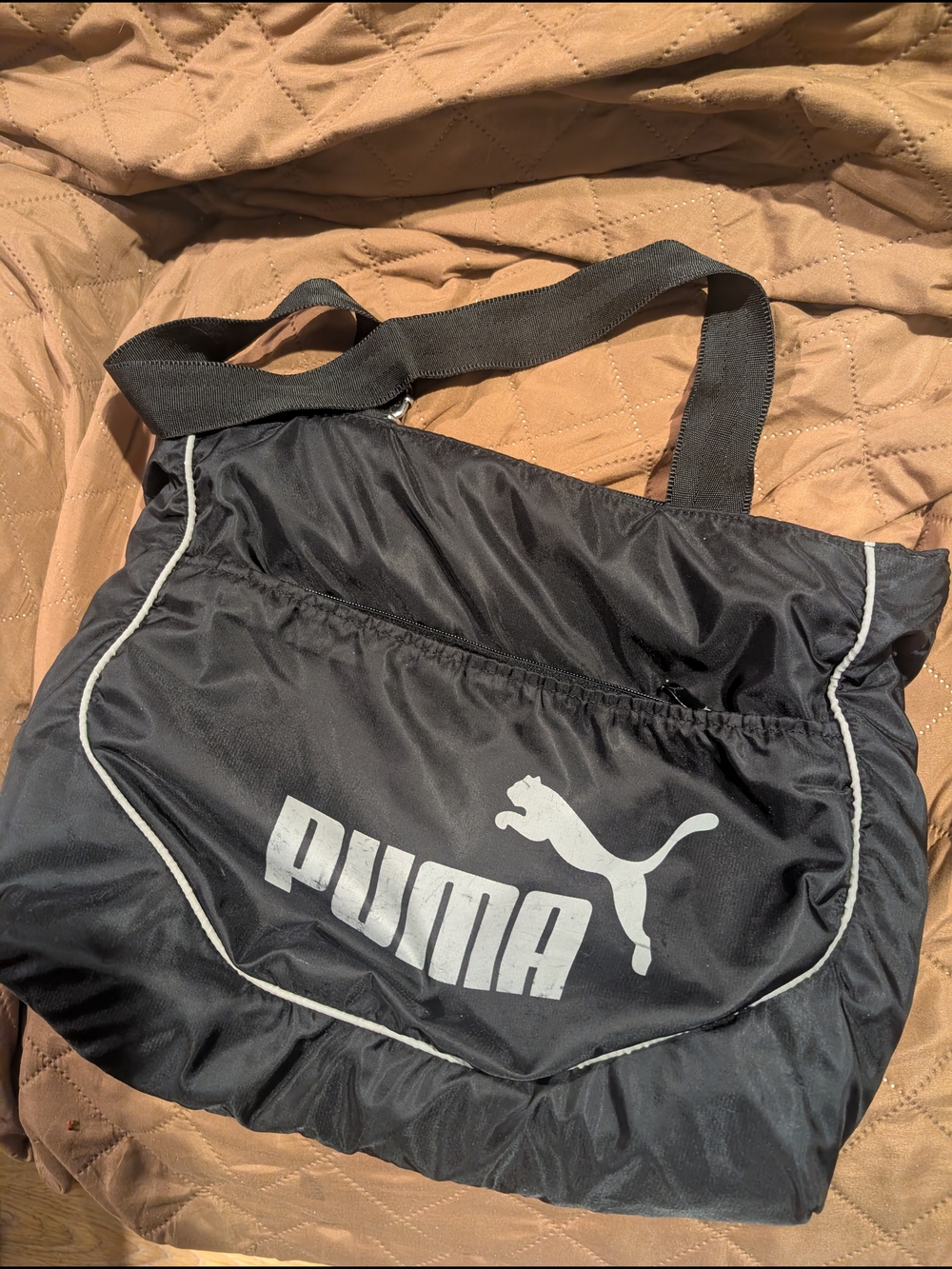 Puma Black Duffel Tote with White Logo